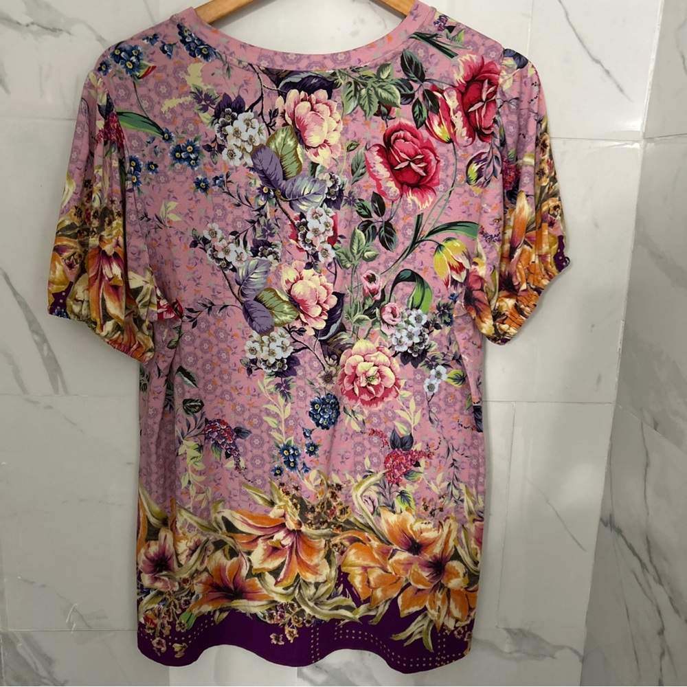 Johnny was topiary puff short sleeves knit tee Sz large - Picture 5 of 10